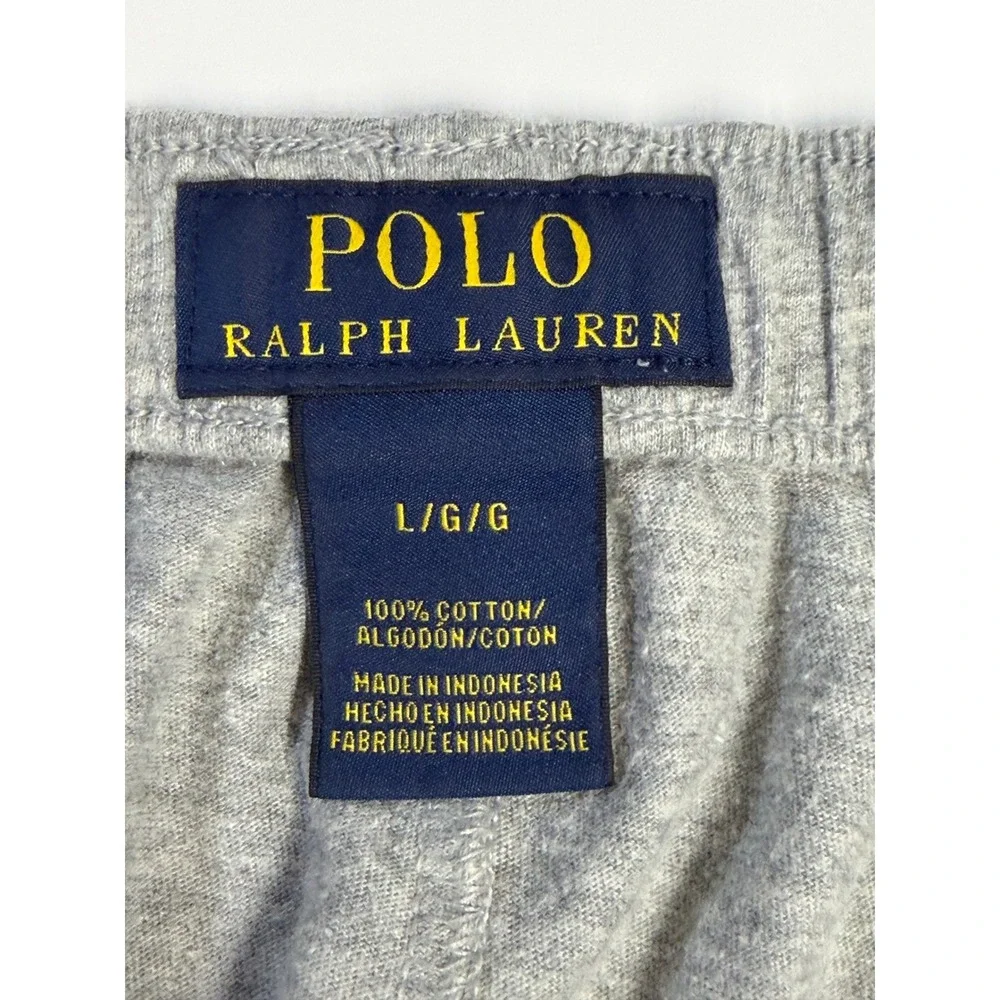 Polo‎ Ralph Lauren Mens Gray Cotton Jersey Lounge Sleep Pants Size L Pony Logo